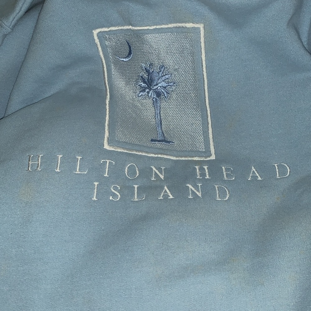 Hilton Head Island Sweatshirt: Powder Blue, Embroidered Design, Cozy Comfy Beach - Picture 9 of 9